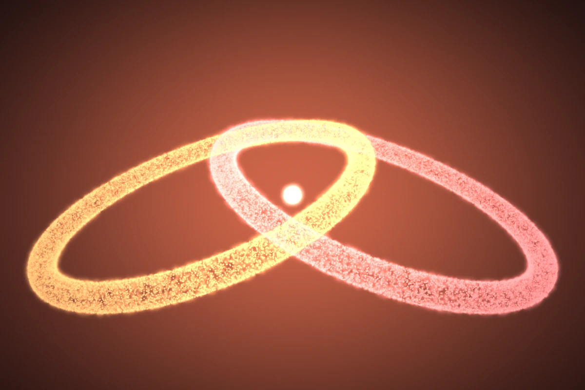 Art direction: two interlocking rings of light